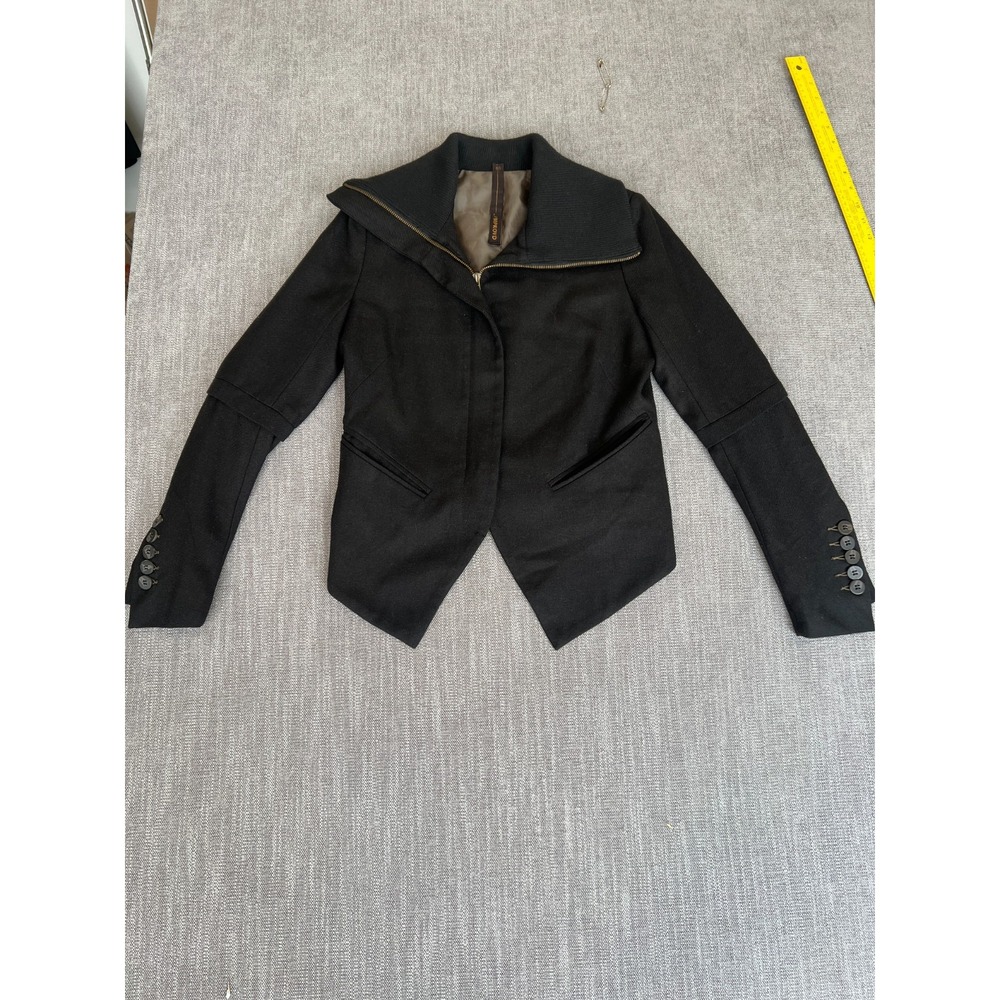 IMPROVD Avant-Garde Jacket Womens M Black Funnel Neck Asymmetric Hem Full Zip